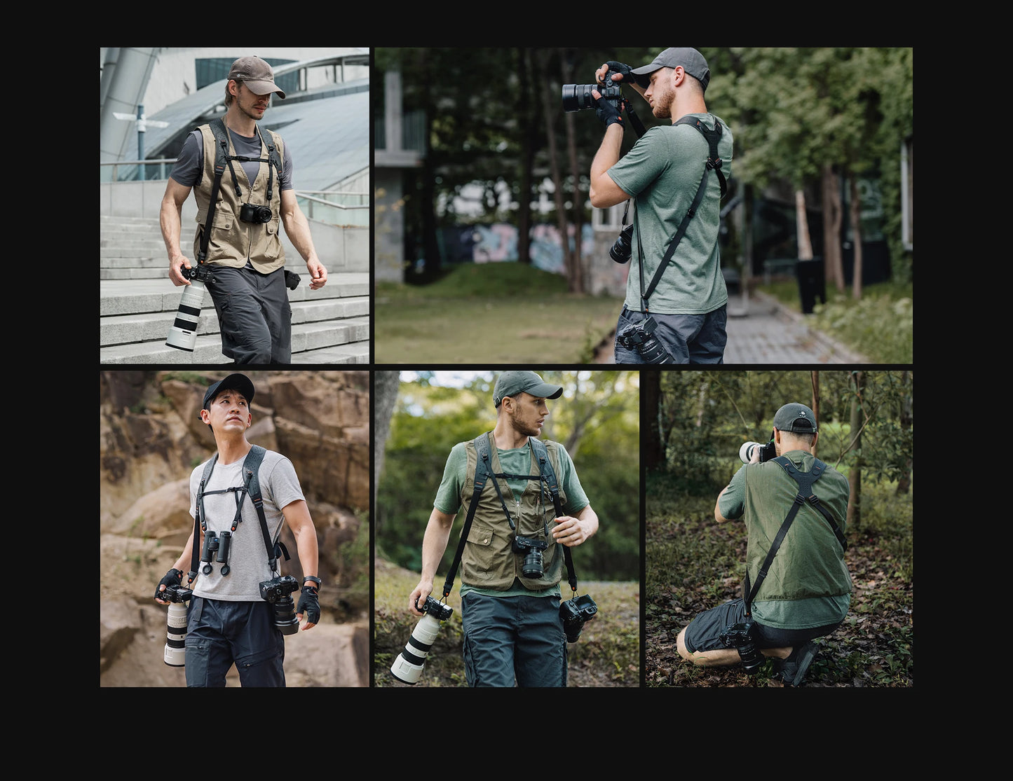 PGYTECH Camera Strap Master, Leather Dual Shoulder Harness for 3 Cameras, Adjustable Camera Harness for Professional Photographe