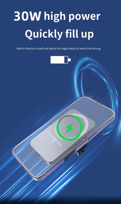 30W Magnetic Car Wireless Charger For iPhone