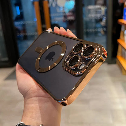 Luxury Magnetic Plating Clear Case For iPhone
