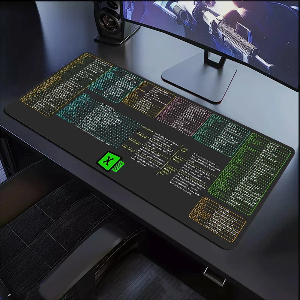 Excel mouse pad Word PowerPoint Shortcut Cheat Sheet Desk Pad NonSlip OfficeandGaming MousePad Windows Keyboa
