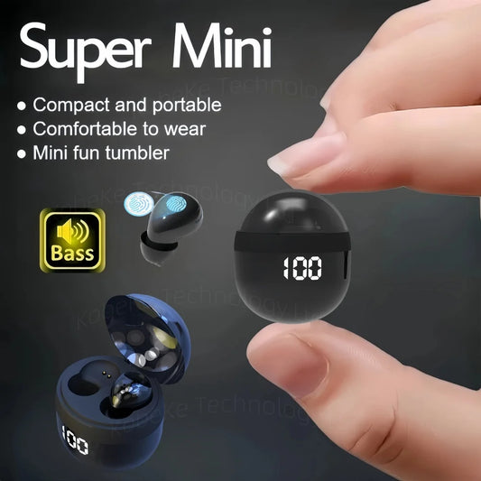 Ultra Small Mini Bluetooth 5.3 Headset Digital Display Wireless Touch Invisible Headphones Noise Reduction Sleep Earbud With Mic