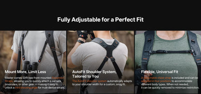 PGYTECH Camera Strap Master, Leather Dual Shoulder Harness for 3 Cameras, Adjustable Camera Harness for Professional Photographe