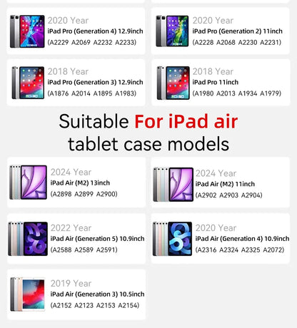 360° Rotation iPad Case for 2024 Air 11 13 M2 Pro 11 13 M4 Air 4 5 10.9  iPad 7/8/9/10th Generation Mini 6 Tablet Stand Cover