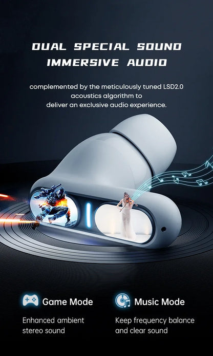 TWS Wireless Earpods Bluetooth 5.3 Wireless Earphones Dual Mode for Game Music ENC Talking Noise Canceling Compatible with IOS