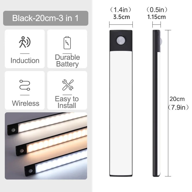 10/20/30/40/60CM Night Light USB Rechargeable Motion Sensor Led Light