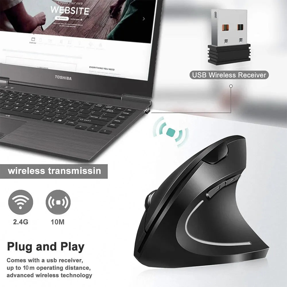 Ergonomic 2.4GHz Wireless Optical Vertical Mouse