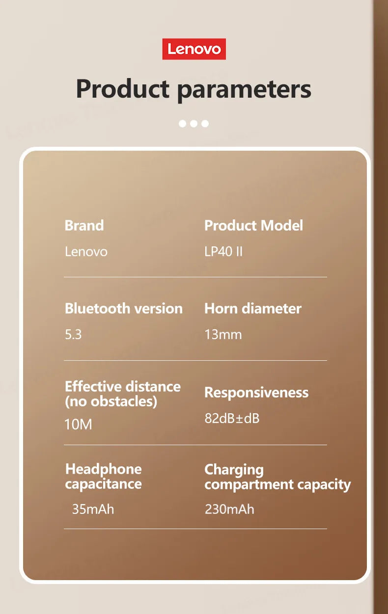Lenovo LP40 Plus Wireless Bluetooth V5.3 Earphones