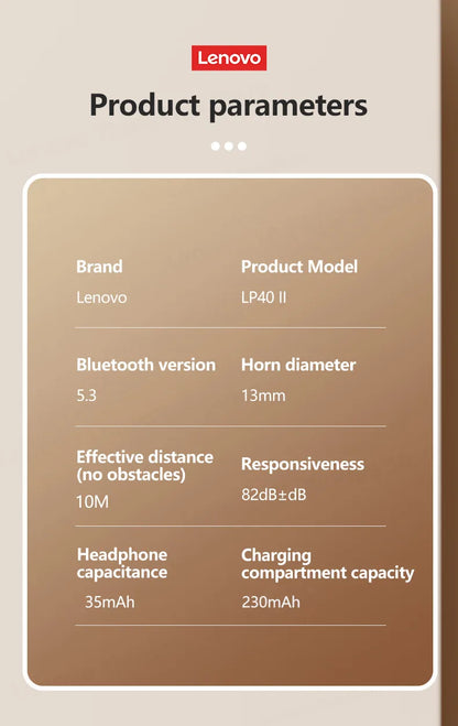 Lenovo LP40 Plus Wireless Bluetooth V5.3 Earphones