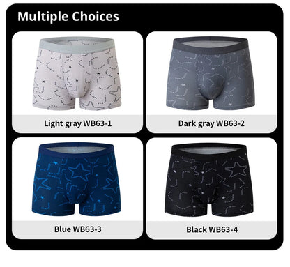 4 Pack men's fashion printed underwear for leisure and comfort, plus size underwear for teenagers, swimming trunks max 5XL.6XL