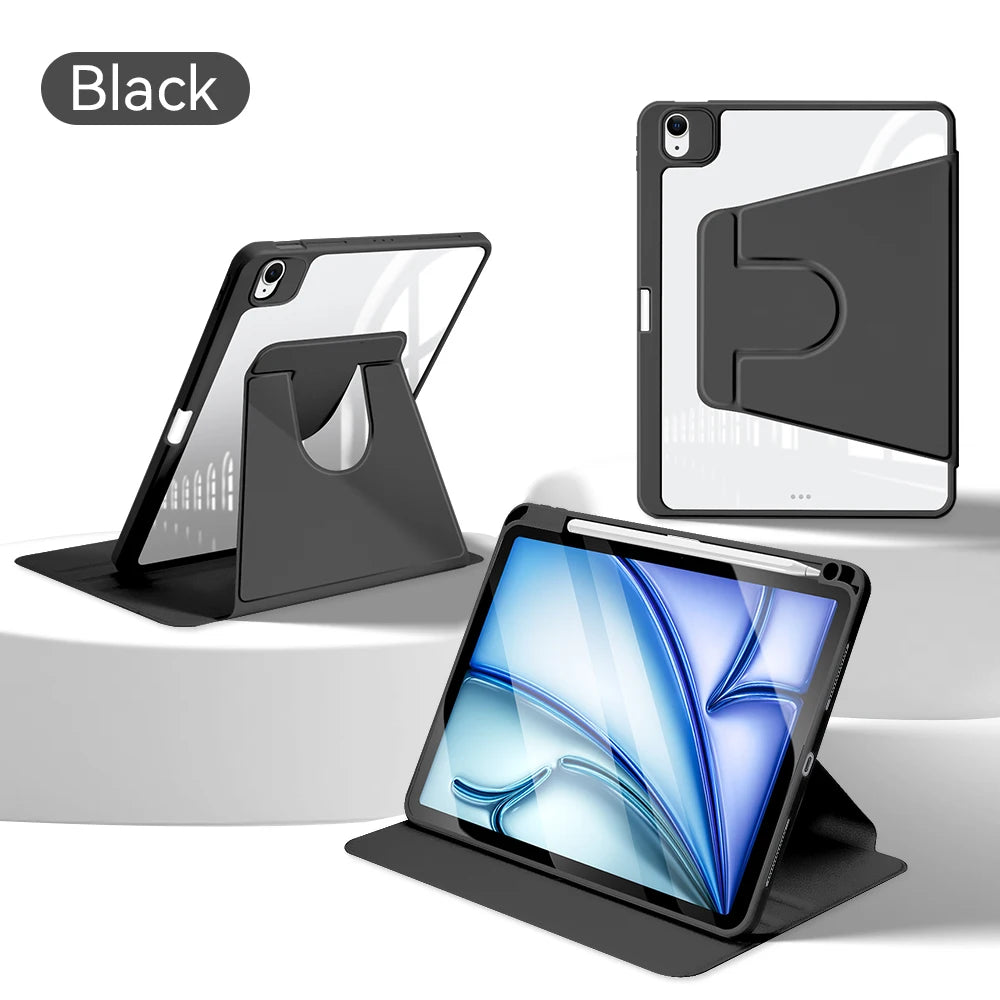 For iPad Air 11 M2 Case 2024 Pro M4 360° Rotation Cover for Air 5/4 iPad 10th 10.9in Mini 6 7/8/9th 10.2in Pro12.9 Tablet Cover