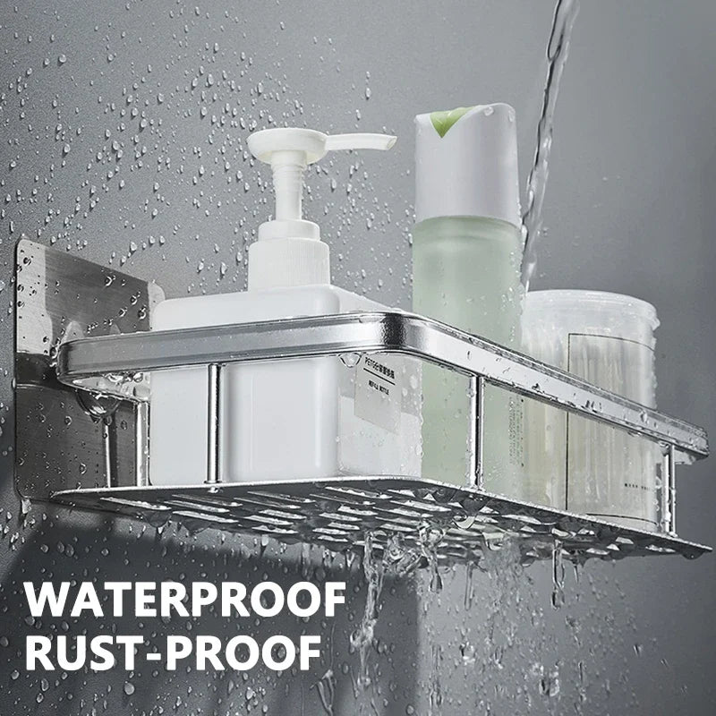 Bathroom Storage - No Drill - Wall Mount - Corner Shelf