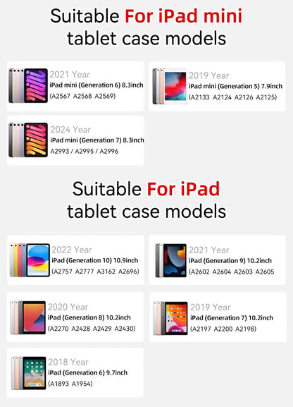 360° Rotation iPad Case for 2024 Air 11 13 M2 Pro 11 13 M4 Air 4 5 10.9  iPad 7/8/9/10th Generation Mini 6 Tablet Stand Cover