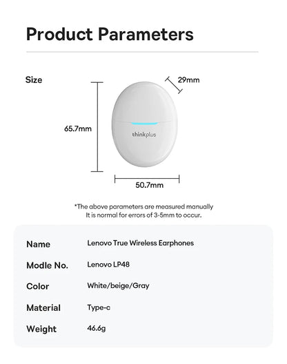 Lenovo Earphones Wireless Bluetooth Business Headset Noise Reduction Sport Earbuds Low Latency Gaming Headphones  Long Endurance