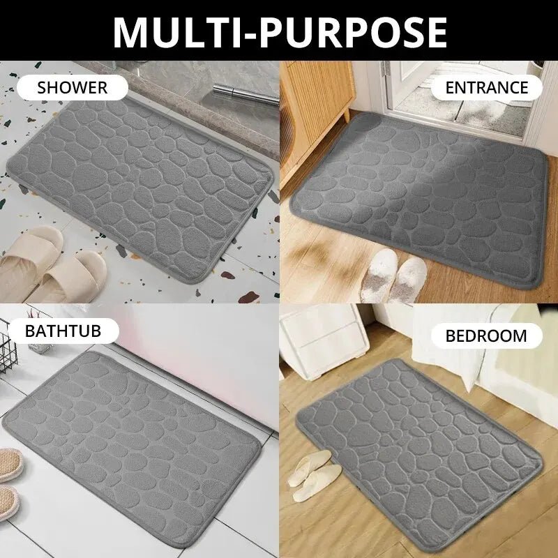 1pc embossed fiber anti slip pebble floor mat