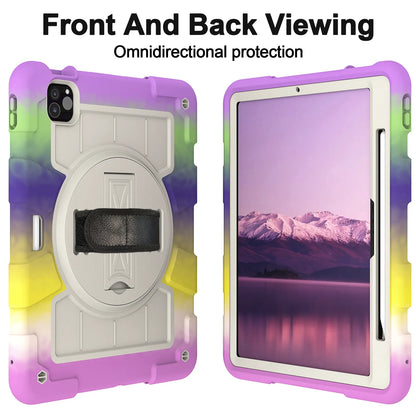 Heavy Duty Case For iPad Pro 11 M4 2024 Model A2836 A2837 A3006 360 Rotation Armor Stand Cover With Shoulder Strap Shockproof