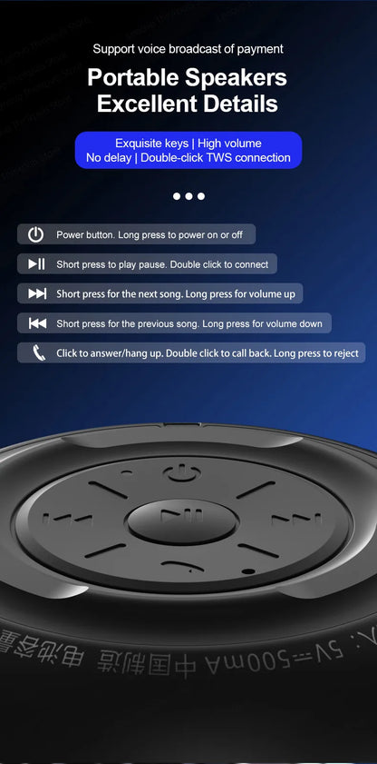 Choice Original Lenovo K3 Pro Bluetooth V5.0 Speaker Music Player Portable Loudspeaker Stereo Surround Wireless Speakers