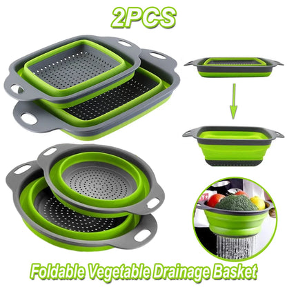 2PCS Silicone Folding Drainer Basket