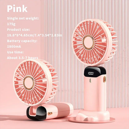 Foldable Portable Desk/Neck Hanging 5 Speed USB Rechargeable Fan