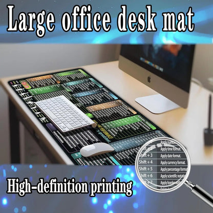 Excel Cheat Sheet Mouse pad,Extra Large Office Keyboard Shortcuts Mousepad,Office Desk Accessories Desk pad Computer