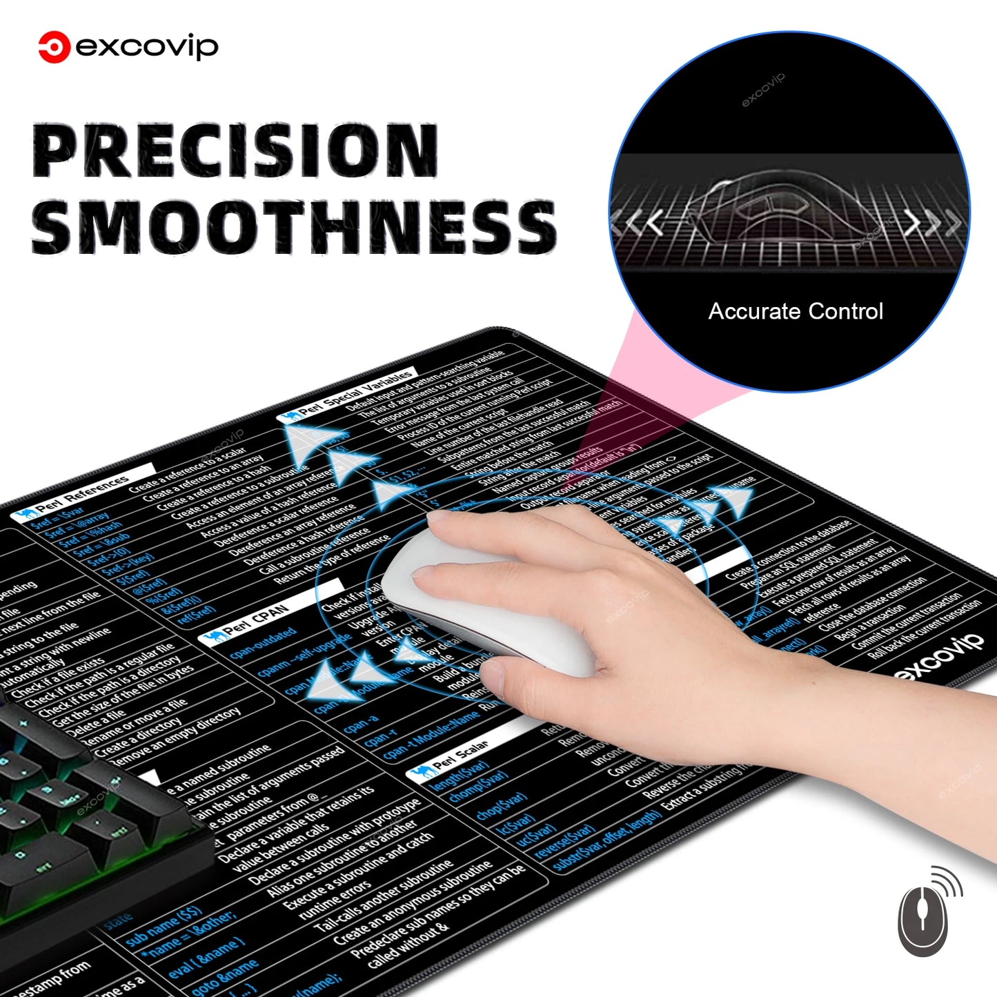EXCO Perl Programming Mouse Pad Large for System Administration Web Development Engineer Shortcuts Mousepad Computer Desk Mat