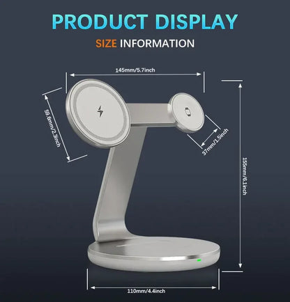 30W 3 In 1 Fast Charging Station Magnetic Wireless Charger Stand For Magsafe iPhone 16 15 14 13 Pro Max iWatch 8 7 Airpods Pro