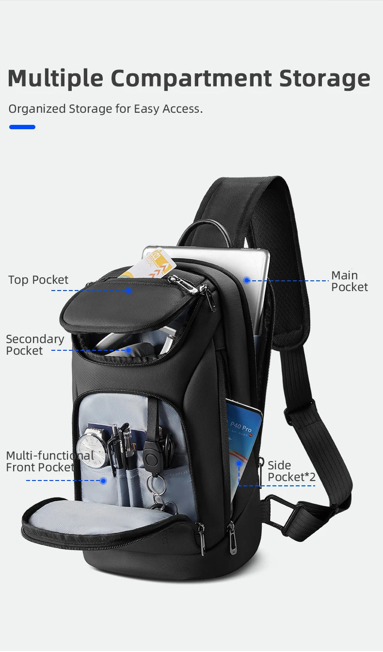 HK Business Crossbody Bag For Men Portable Shoulder Messenger Bags Male Waterproof Travel Short Trip Chest Bag For 11 Inch iPad