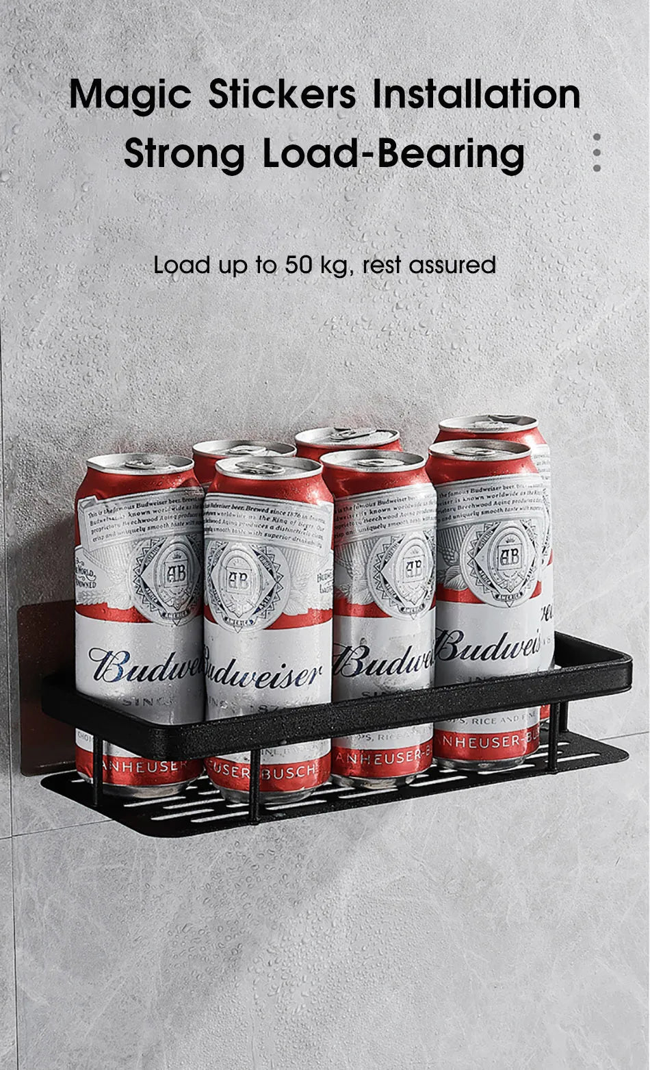 Bathroom Storage - No Drill - Wall Mount - Corner Shelf