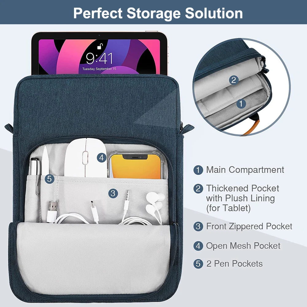 Tablet Bag For iPad Pro 12.9 iPad Air 11 13 2024 Pouch Case For iPad 7 8 9 10th Generation Air 5 4 3 Portable Sleeve Tablet Bag