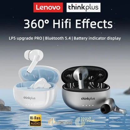 Lenovo LP5 PRO Wireless Bluetooth 5.4 Earphones TWS HiFi Sound Gaming Earbuds LP5Pro Sport headset Long Standby Touch Control