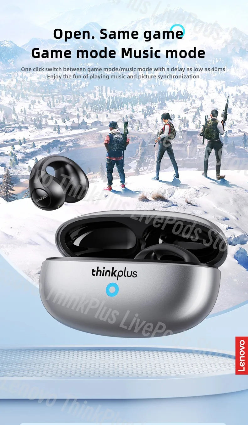 Lenovo XT83II Wireless Headphones Bluetooth 5.3 Earphones Earclip Design Touch Control HD Call with Mics Earbuds Sports Headset
