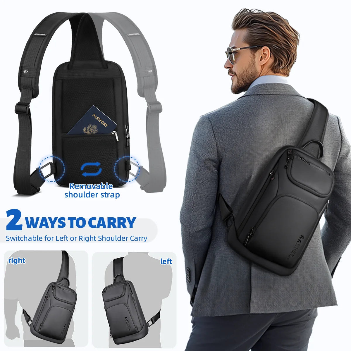 HK Business Crossbody Bag For Men Portable Shoulder Messenger Bags Male Waterproof Travel Short Trip Chest Bag For 11 Inch iPad