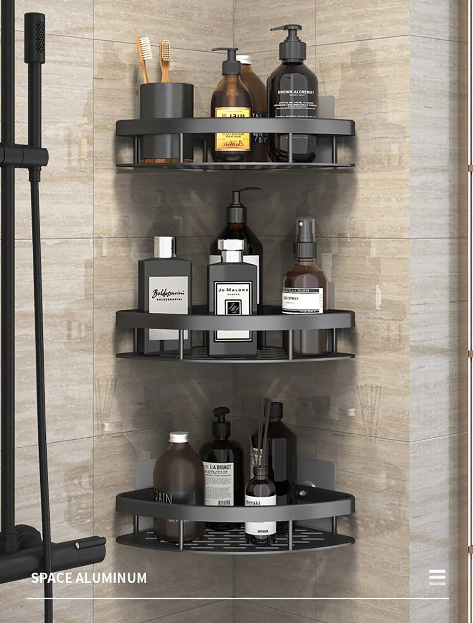 Bathroom Storage - No Drill - Wall Mount - Corner Shelf