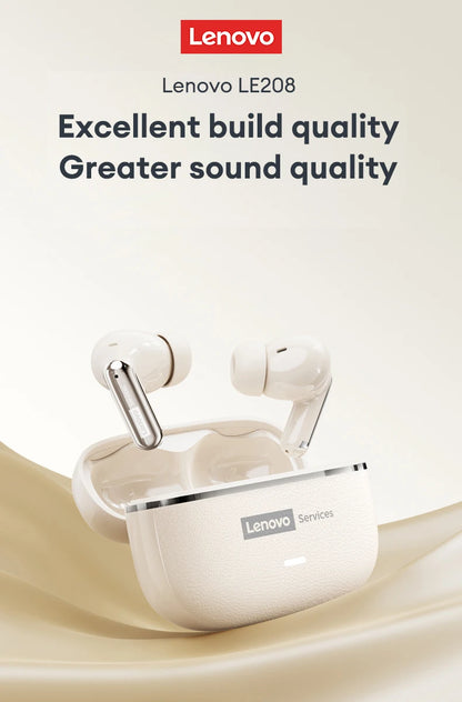 Lenovo LE208 TWS Bluetooth 6.0 Wireless Leather Earphones Stereo ENC Noise Cancelling Headphone 38ms Low Latency Gaming Headset