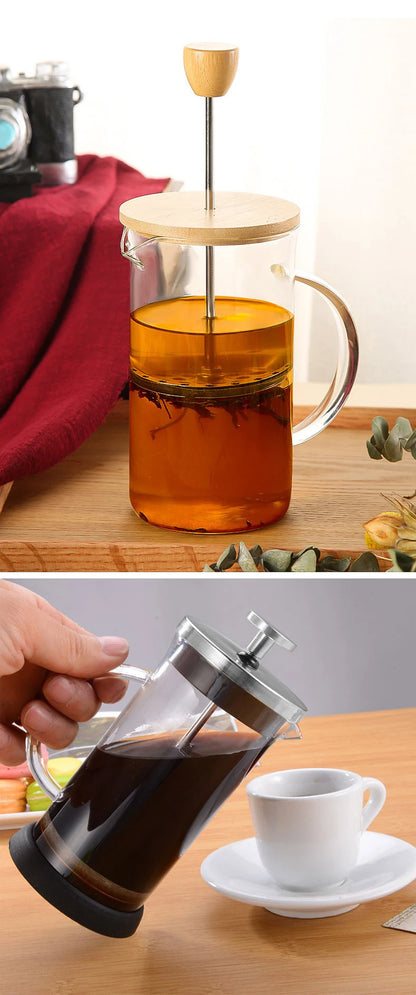 350-1000ml French Press - Stainless Steel and Glass Coffee Maker