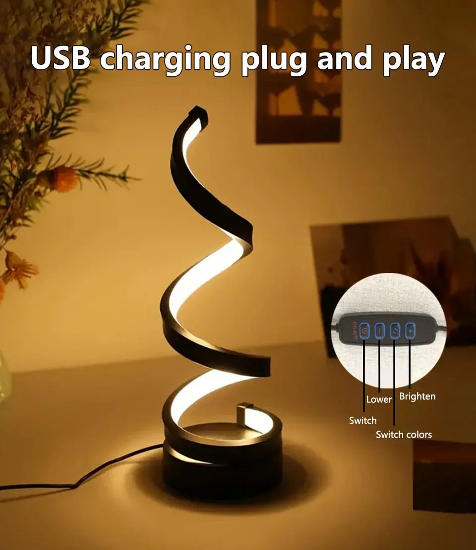Modern LED Spiral Table Lamp