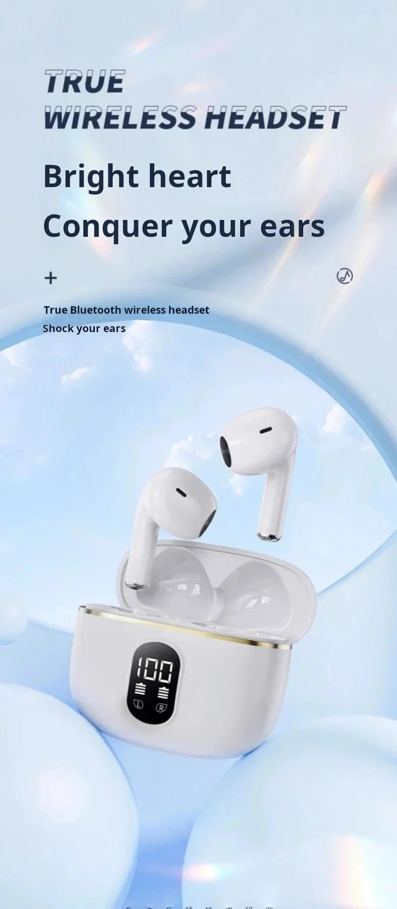 Sony True Wireless Earphone HIFI Stereo Sound ENC Bluetooth Headphones Power Display Earbuds For IPhone Samsung Headset Cable