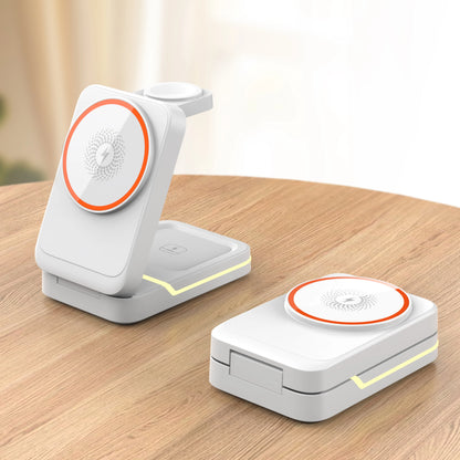 Magnetic Wireless Charger For iPhone 16 15 14 13 12 Pro Max/Mini/Plus/ iWatch/Airpods Foldable Wireless Charging Station 3 IN 1