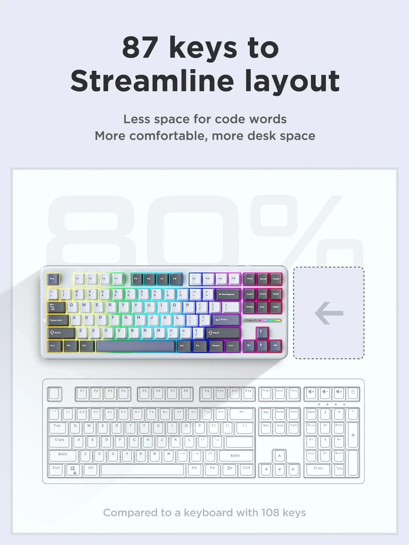 AULA F87 Pro - Wireless Mechanical Keyboard - Silent Keys