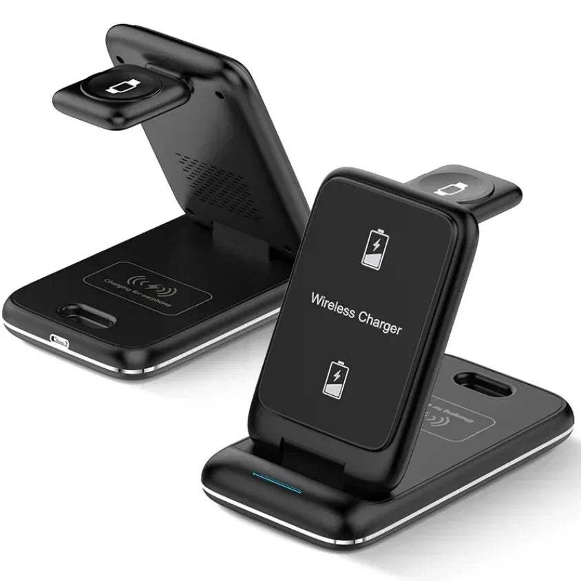 30W Fast Charging Dock Station 3 in 1 Foldable Wireless Charger Stand For iPhone 16 15 14 13 12 11 iWatch 8 7 6 Airpods Pro