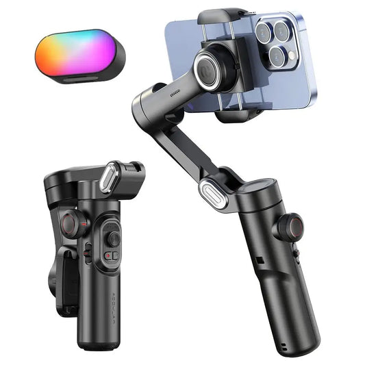 AOCHUAN 3-Axis Handheld Gimbal Stabilizer for Smartphone with Fill Light