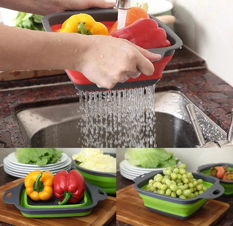 2PCS Silicone Folding Drainer Basket