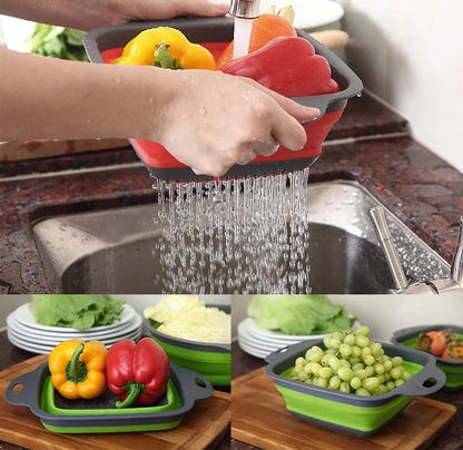 2PCS Silicone Folding Drainer Basket