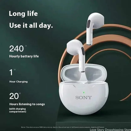 S ONY Pro6 TWS Bluetooth Earphone 9D Stereo Wireless Headphone In-Ear HiFi Earbud HandsFree Headset With Microphone For iOS