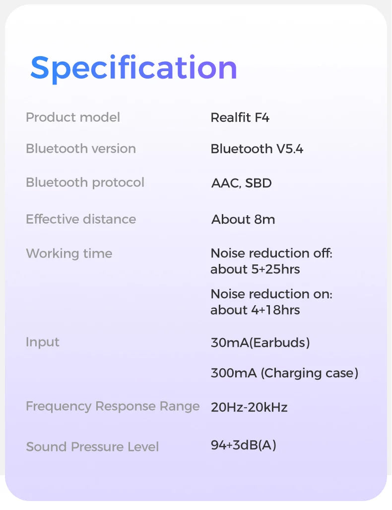 Realfit F4 Mini ANC Bluetooth Earphones 40dB Active Noice Cancellation HIFI Heavy Bass Wireless Earbuds for realme xiaomi