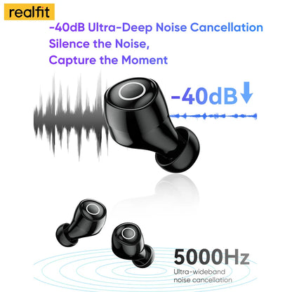 Realfit F4 Mini ANC Bluetooth Earphones 40dB Active Noice Cancellation HIFI Heavy Bass Wireless Earbuds for realme xiaomi