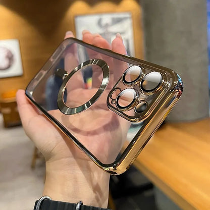 Luxury Magnetic Plating Clear Case For iPhone
