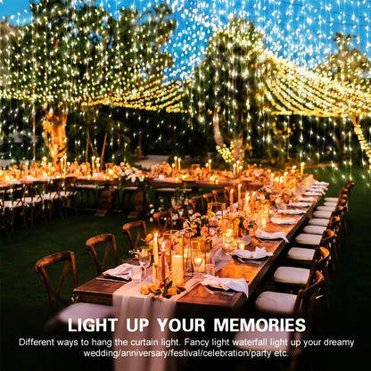 Solar Curtain Light LED Outdoor Waterloo Garland Decoration String Lights Yard Christmas  Fairy Garland String Lights