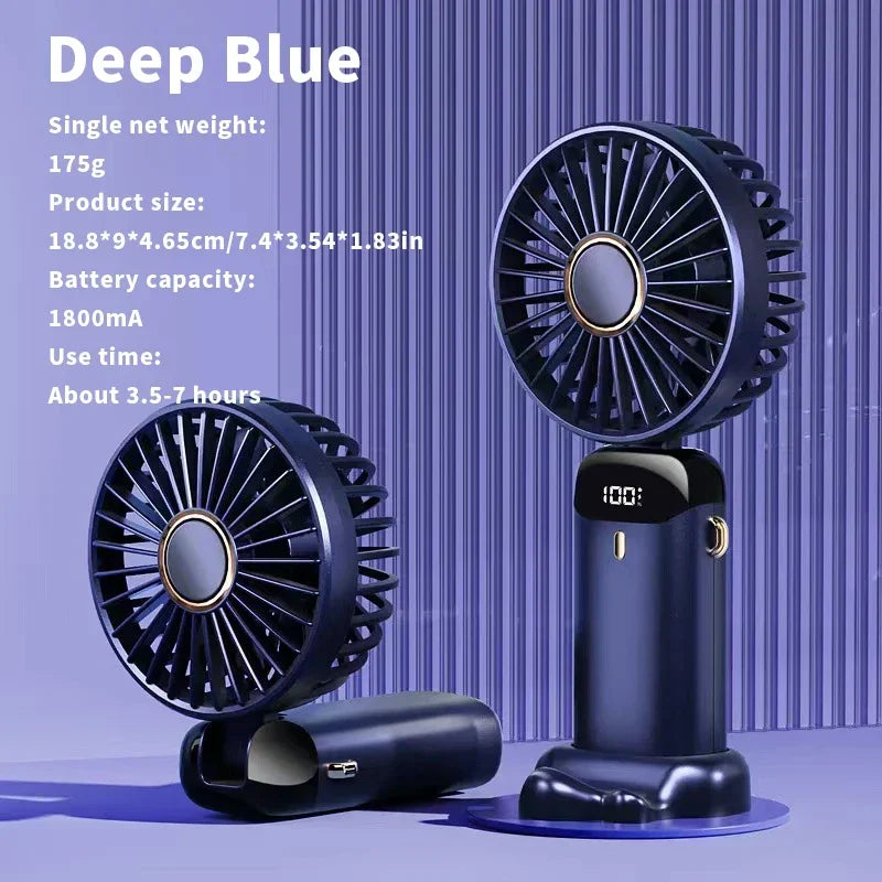Foldable Portable Desk/Neck Hanging 5 Speed USB Rechargeable Fan
