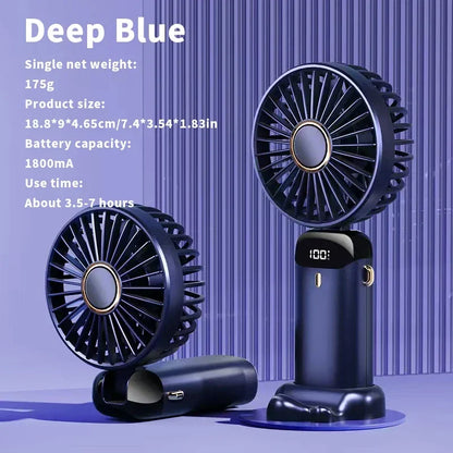 Foldable Portable Desk/Neck Hanging 5 Speed USB Rechargeable Fan