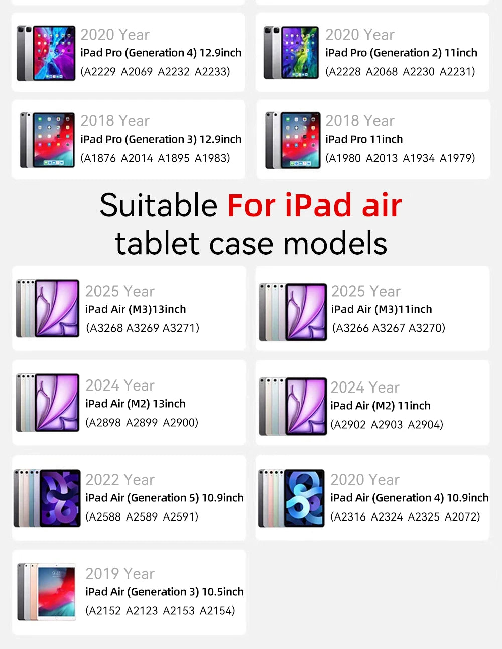 2025 New Tablet Case For iPad Pro 11 12.9 13 M2 M4 M3 Case 9.7 10.2 5th 6th 7/8/9 10th 11th mini 6 7 case Air 3 4 5 6 Cover